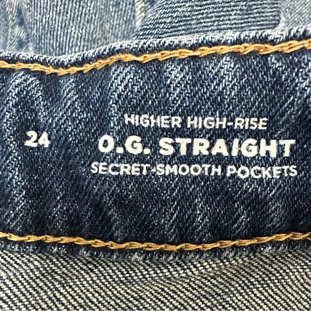 Old Navy‎ Blue Jeans higher High-Rise OG Straight secret smooth pockets sz 24